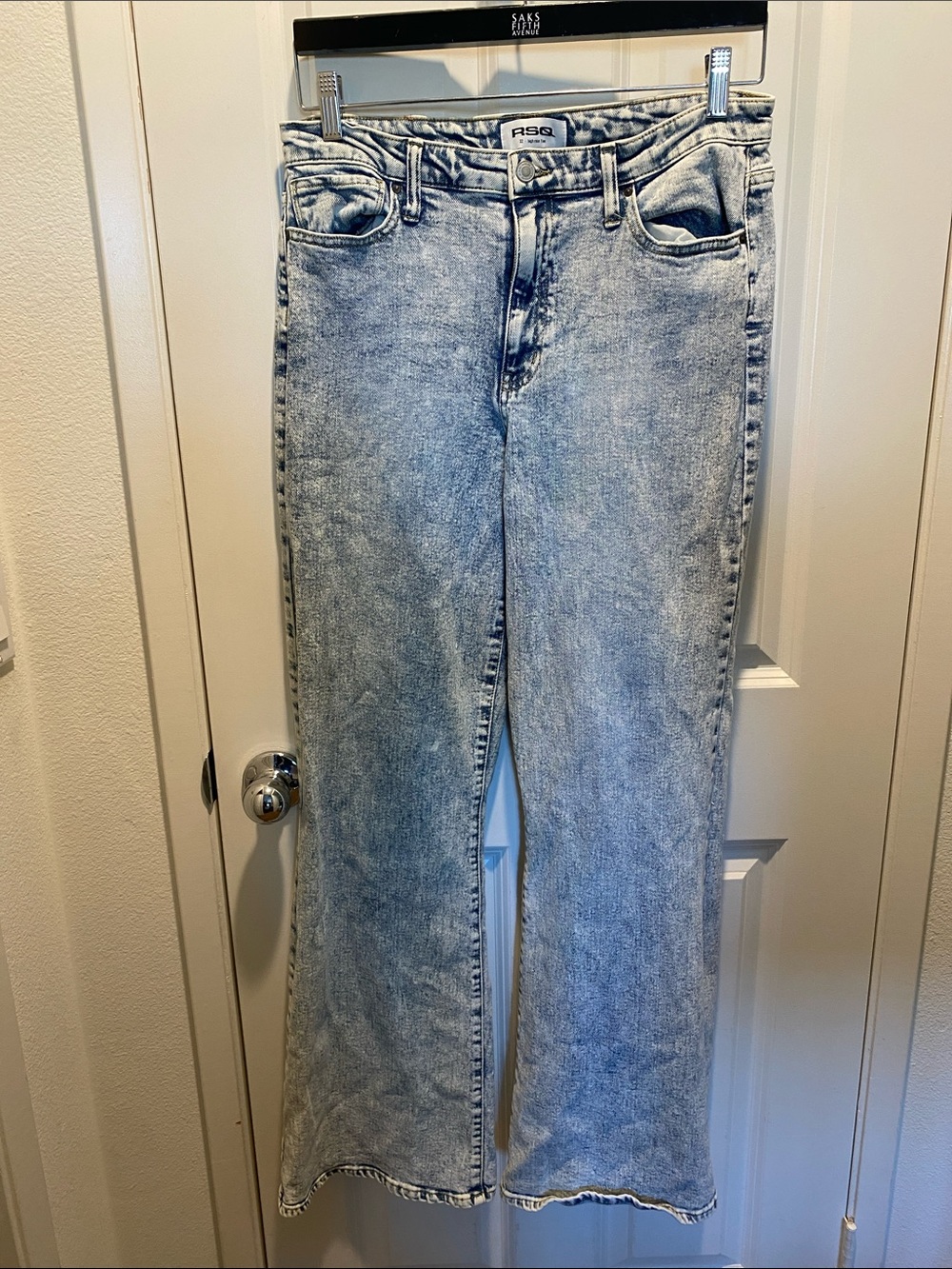 RSQ Acid Wash Light Blue High-Rise Flare Jeans